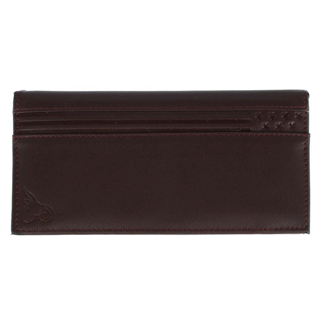 CTM® RFID Leather Checkbook Cover with American Flag Detail - Dark Brown
