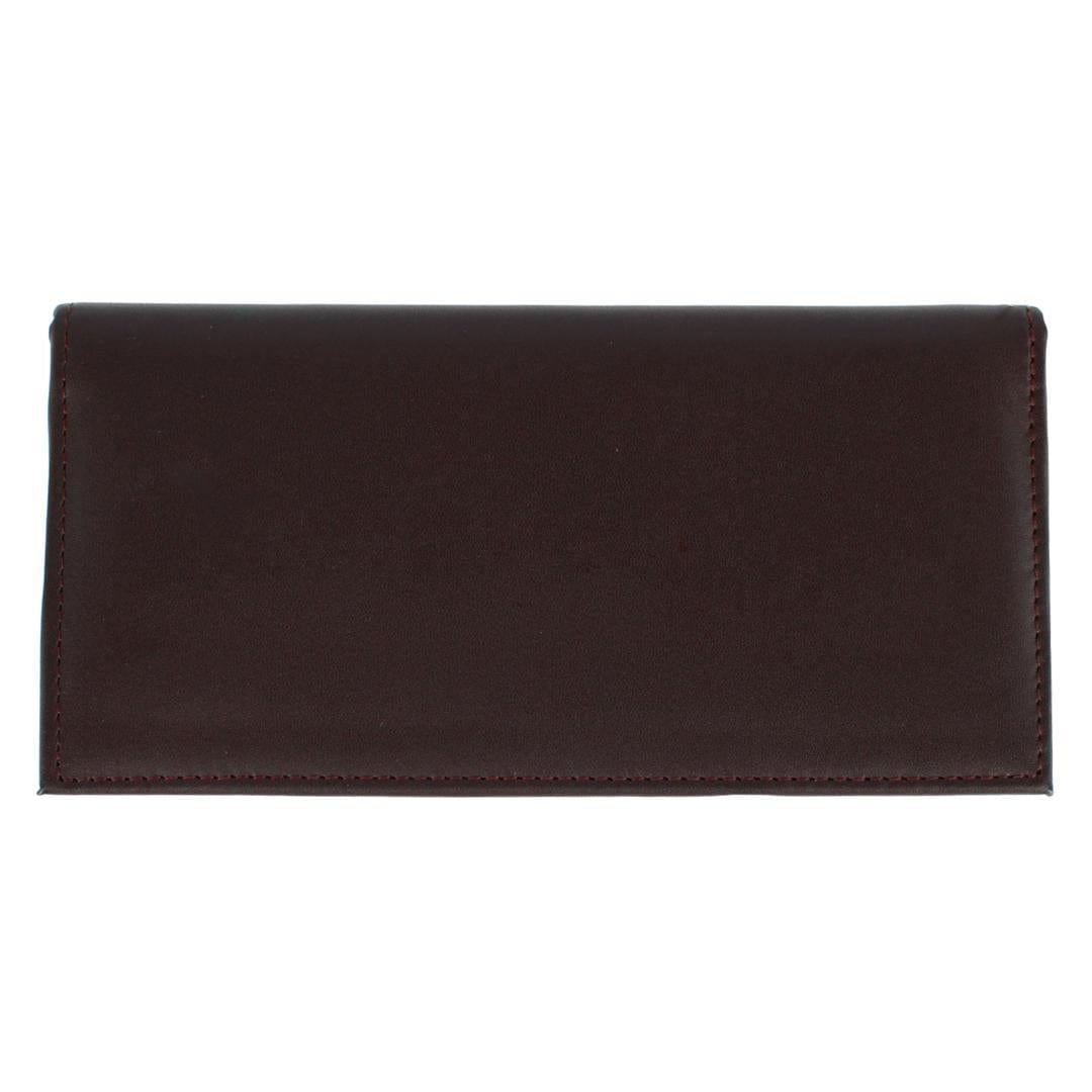 CTM® RFID Leather Checkbook Cover with American Flag Detail - Dark Brown