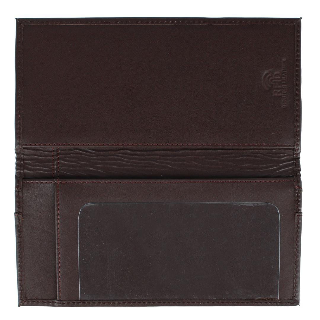CTM® RFID Leather Checkbook Cover with American Flag Detail - Dark Brown