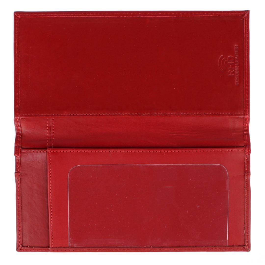 CTM® RFID Leather Checkbook Cover with American Flag Detail - Red