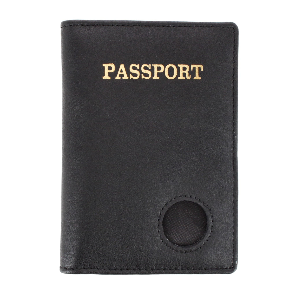 CTM® Classic Genuine Leather Passport Wallet with Tracker Tag Pocket