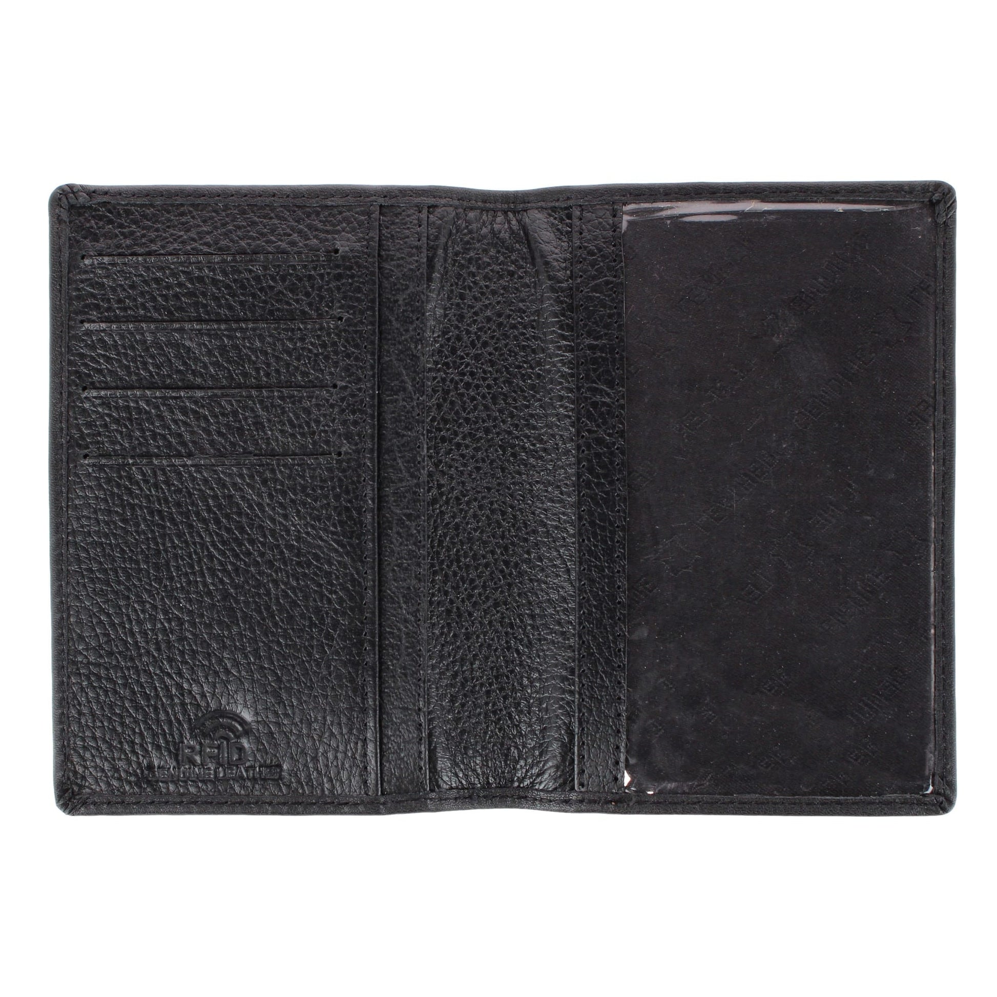 CTM® Classic Genuine Leather Passport Wallet with Tracker Tag Pocket - Black