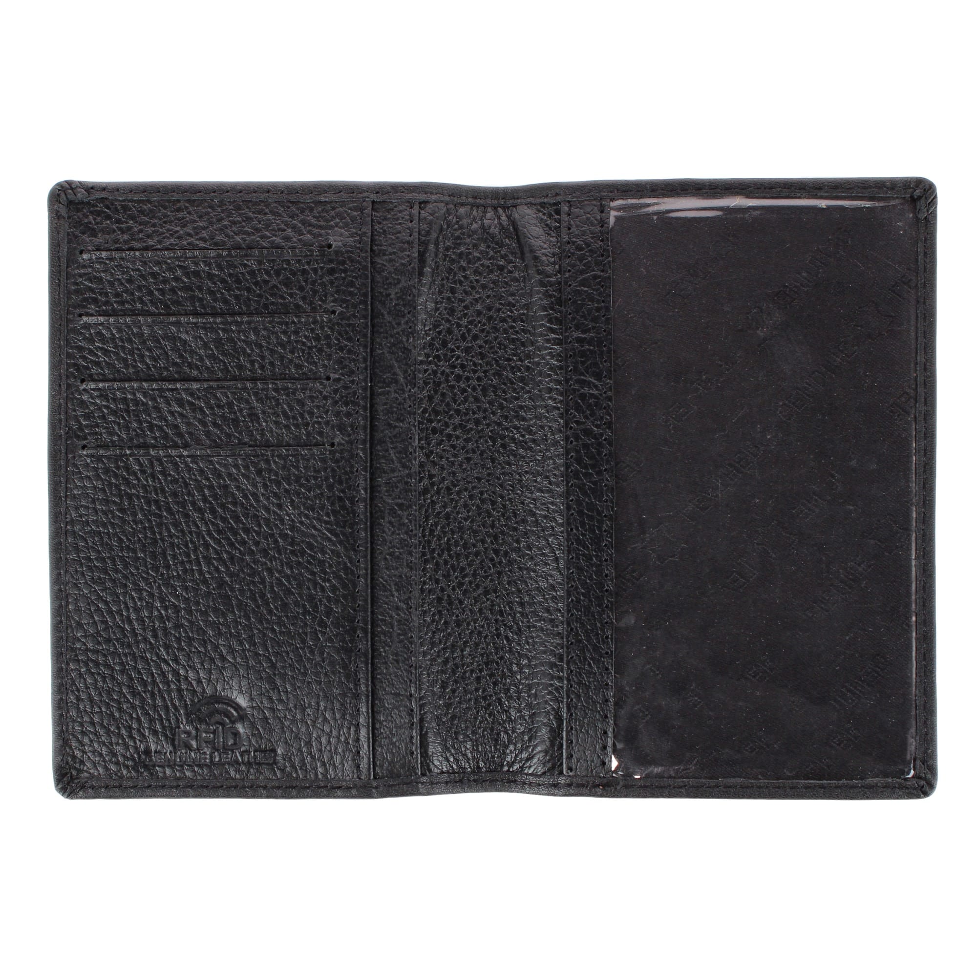CTM® Classic Genuine Leather Passport Wallet with Tracker Tag Pocket - Black