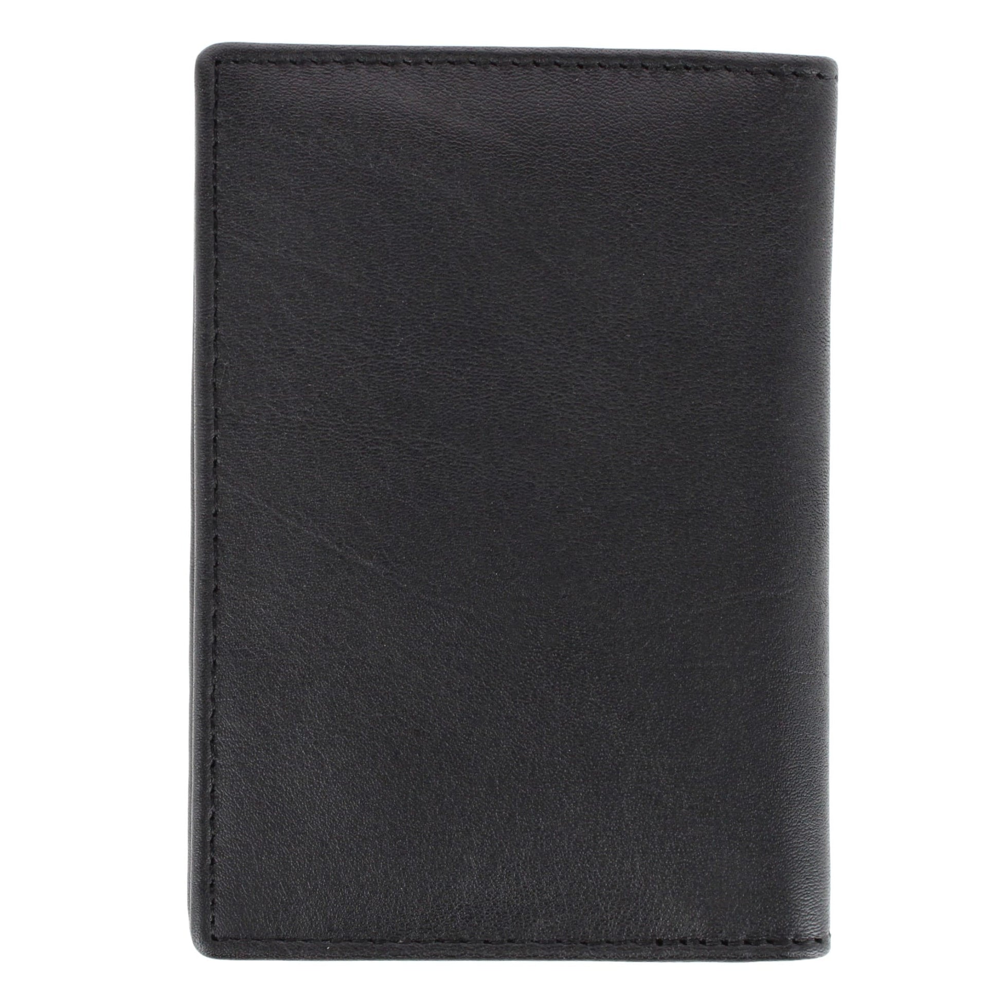 CTM® Classic Genuine Leather Passport Wallet with Tracker Tag Pocket - Black