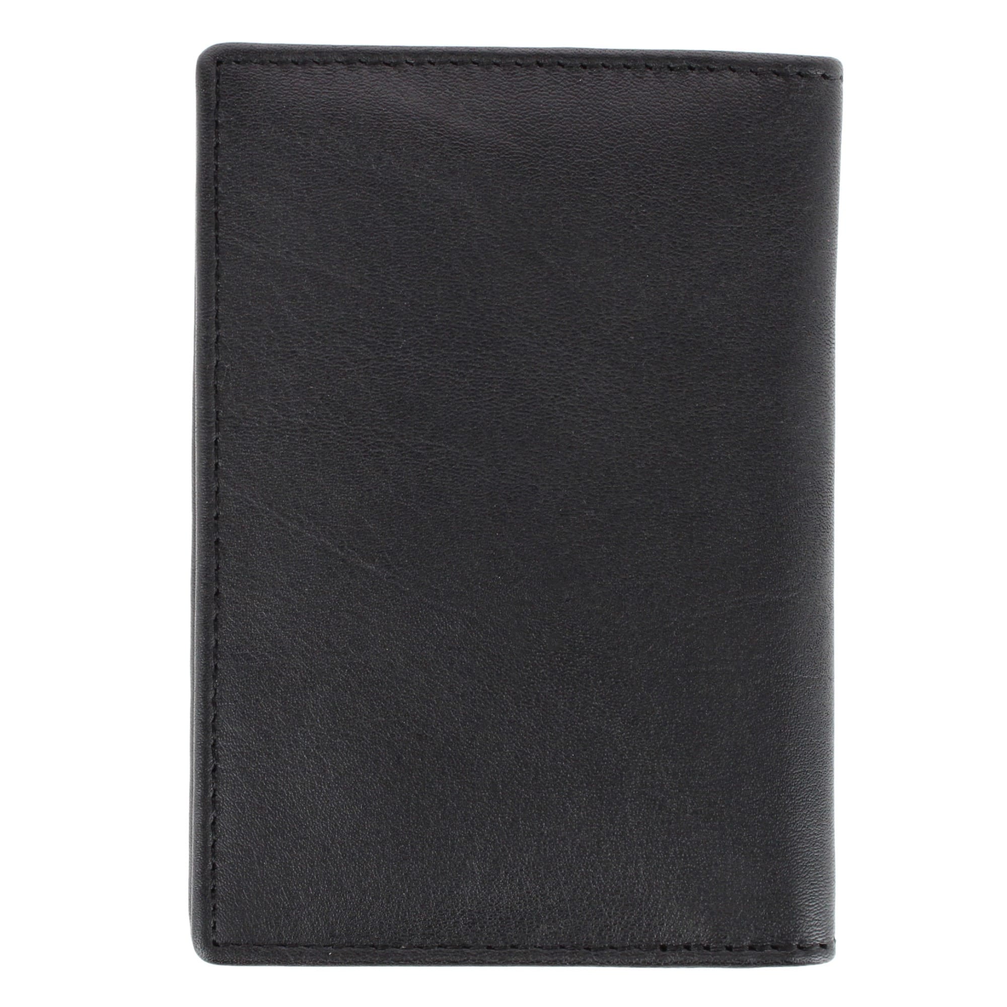 CTM® Classic Genuine Leather Passport Wallet with Tracker Tag Pocket - Black