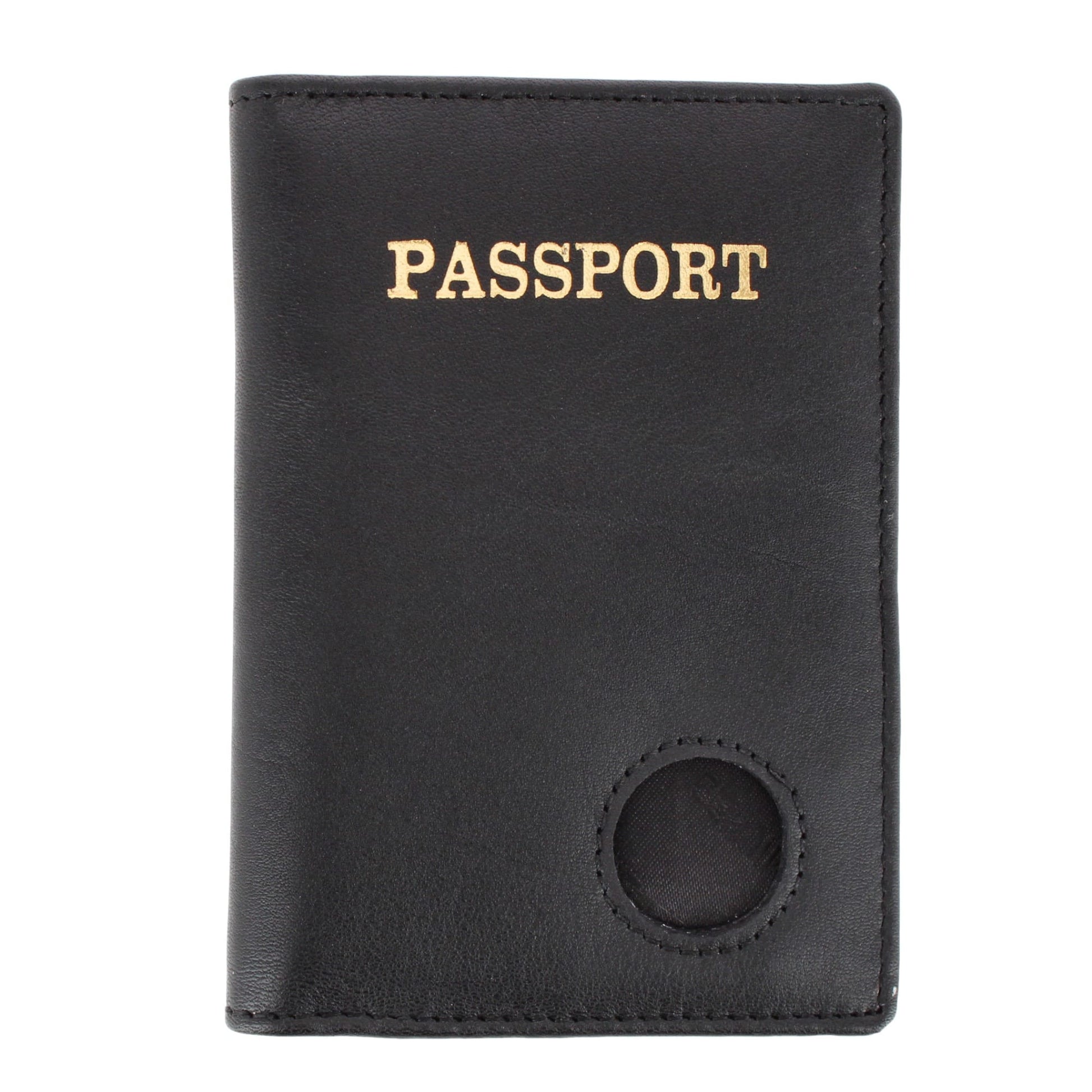 CTM® Classic Genuine Leather Passport Wallet with Tracker Tag Pocket - Classic Genuine Leather Passport Wallet with Tracker Tag Pocket