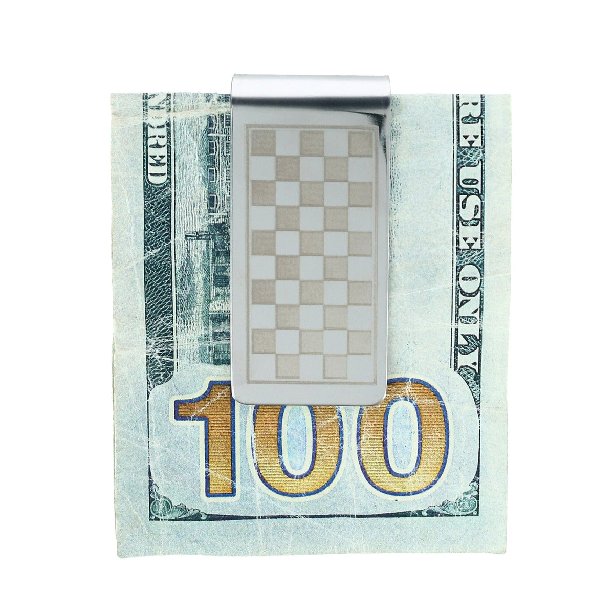 CTM® Men's Stainless Steel Checkerboard Money Clip - Silver