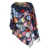 Women's Reversible Sueded Floral Art Print Button Shawl