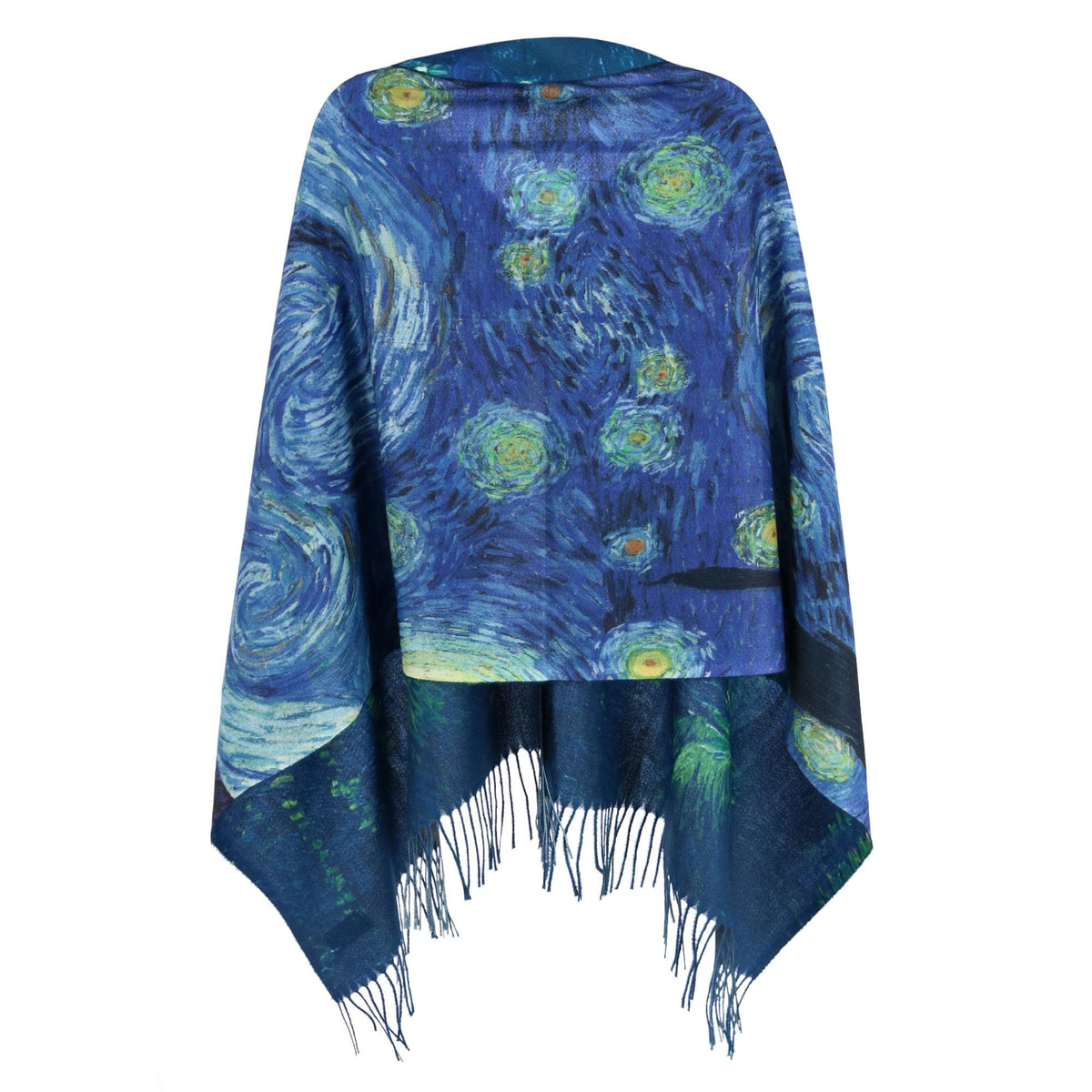 The Magic Scarf Company Women's Reversible Sueded Van Gogh Button Shawl - Blue