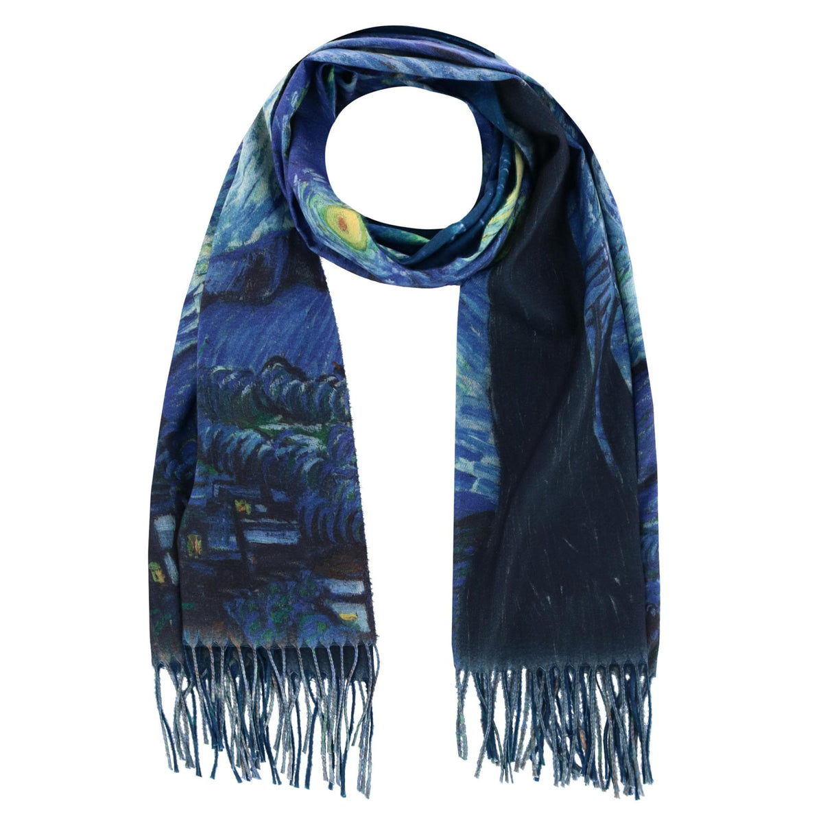 The Magic Scarf Company Women's Reversible Sueded Van Gogh Button Shawl - Blue