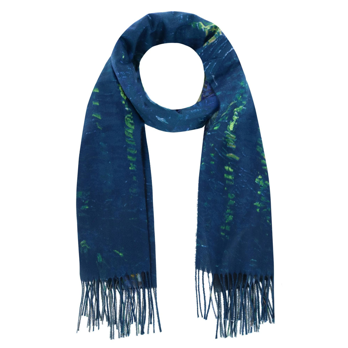 The Magic Scarf Company Women's Reversible Sueded Van Gogh Button Shawl - Blue