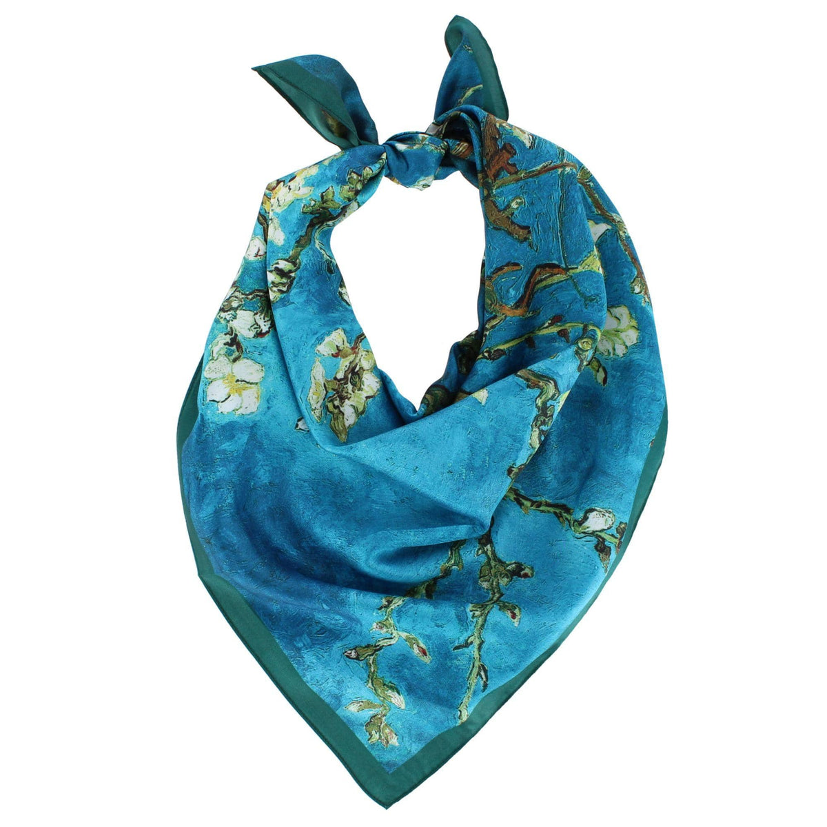 The Magic Scarf Company Women's Van Gogh Almond Blossoms Print Silky Scarf - Blue