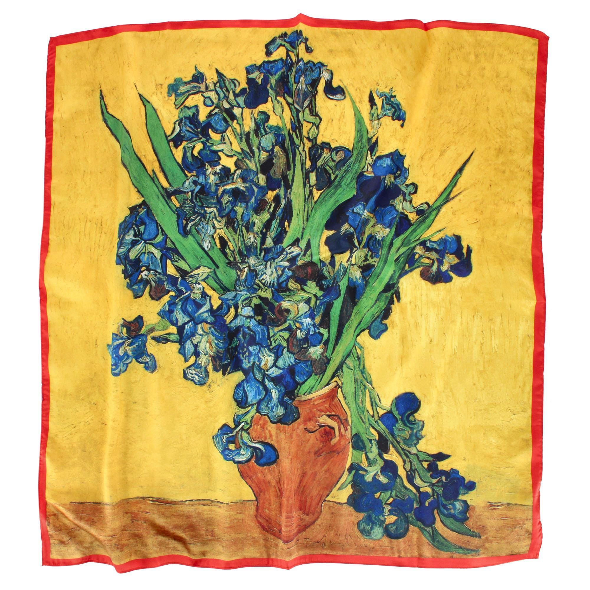 The Magic Scarf Company Women's Van Gogh Irises Yellow Print Silky Scarf - Women's Van Gogh Irises Yellow Print Silky Scarf