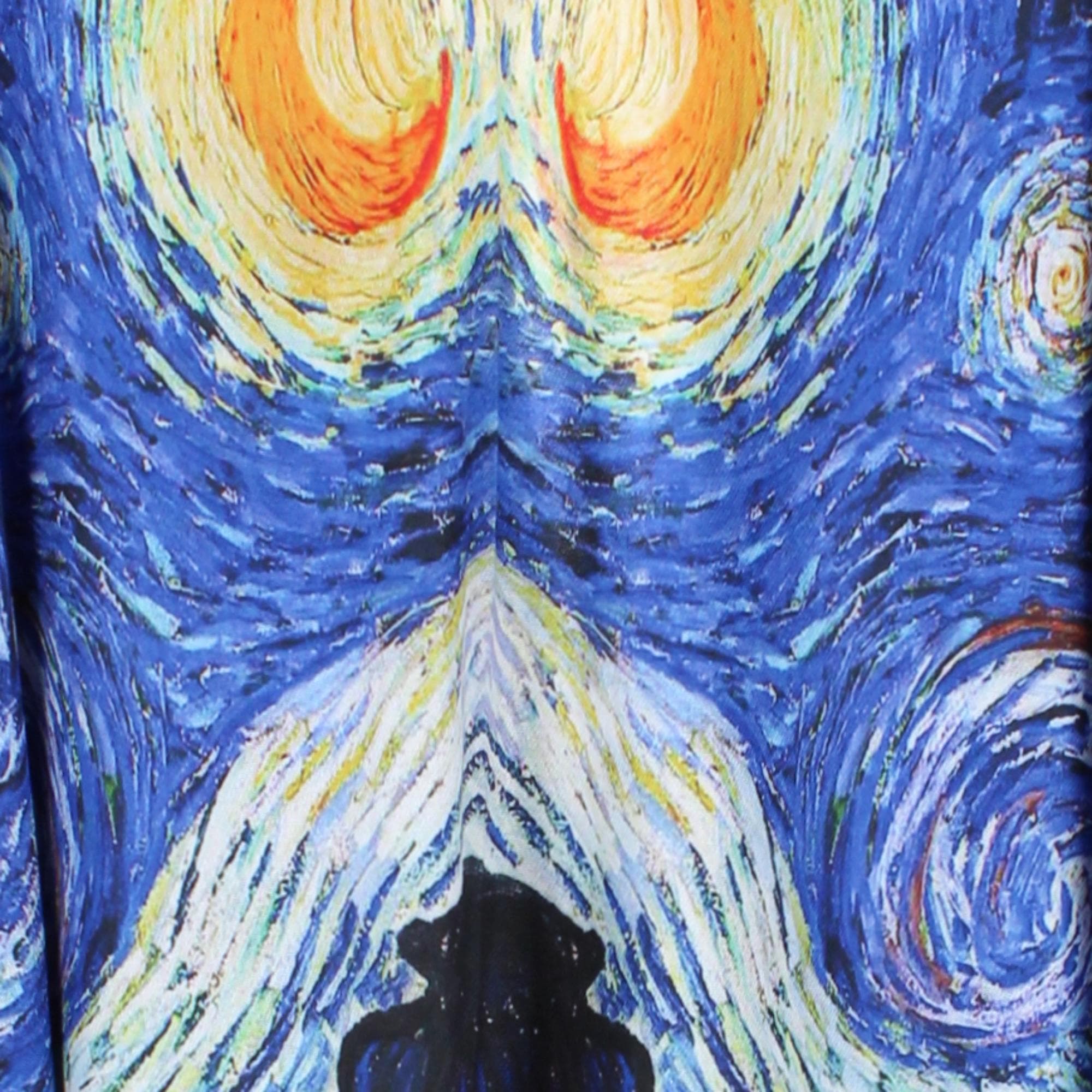 The Magic Scarf Company Women's Van Gogh Starry Night Print Ruana Shawl Cape - Blue