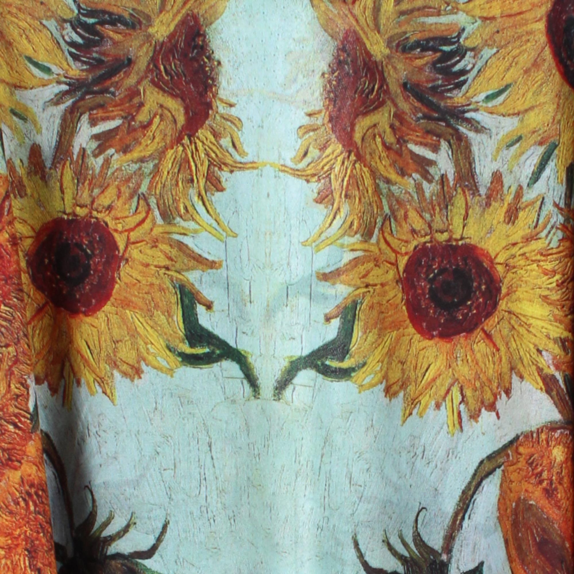 The Magic Scarf Company Women's Van Gogh Sunflowers Print Ruana Shawl Cape - Yellow Multi