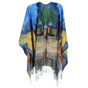 Women's Van Gogh Cafe Terrace Print Ruana Shawl Cape