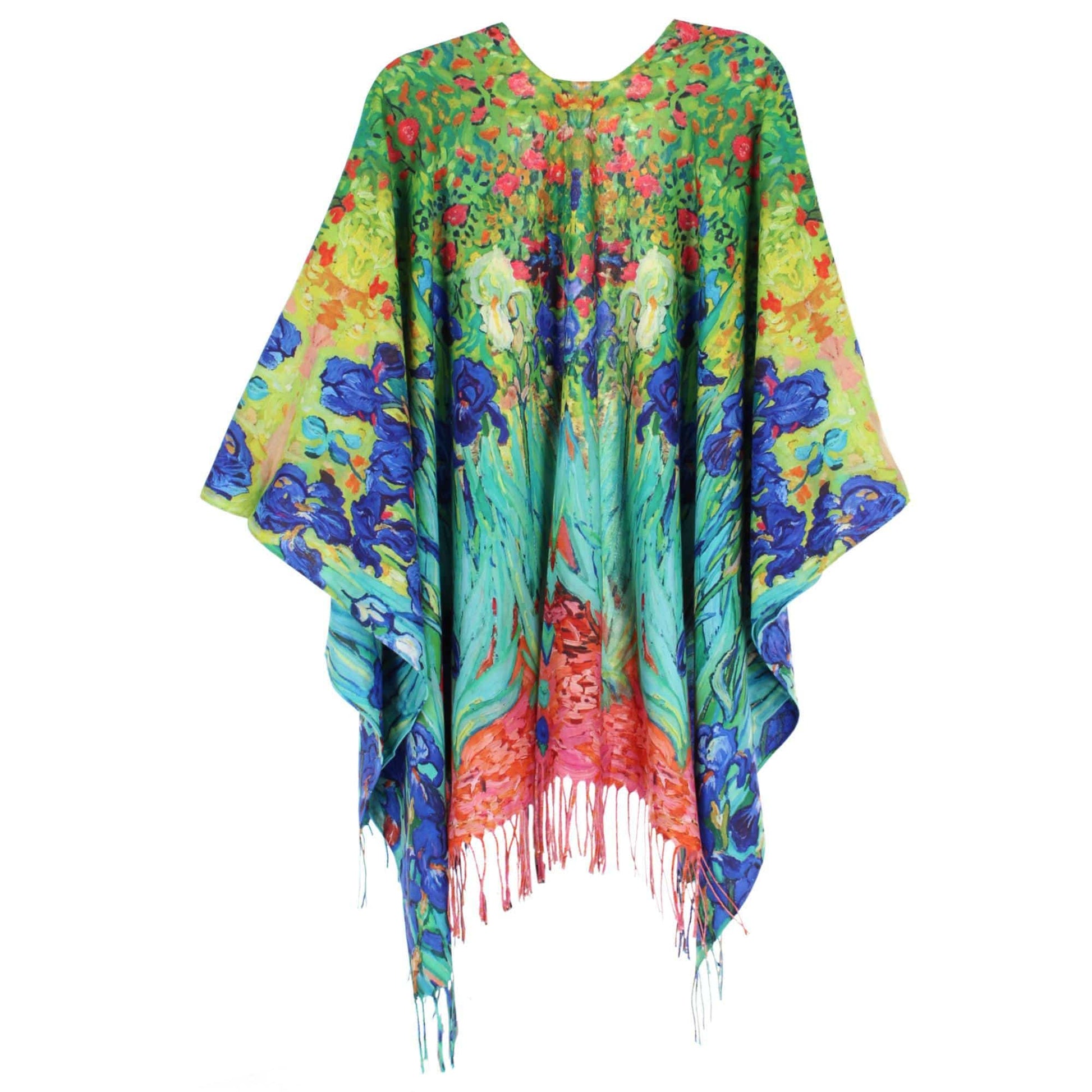 The Magic Scarf Company Women's Van Gogh Irises Print Ruana Shawl Cape - Multi