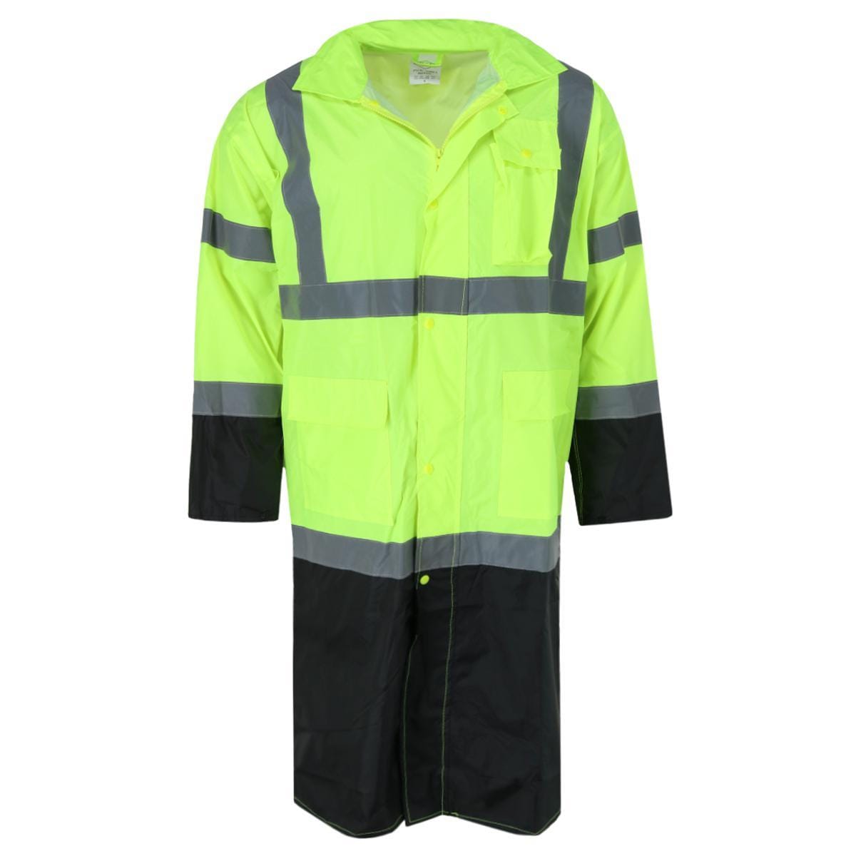 M.G.I. Adult High Visibility Long Raincoat with Foldable Hood - Yellow