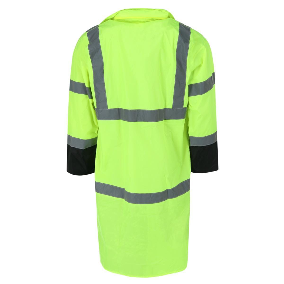 M.G.I. Adult High Visibility Long Raincoat with Foldable Hood - Yellow