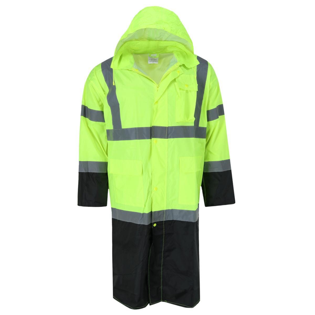 M.G.I. Adult High Visibility Long Raincoat with Foldable Hood - Adult High Visibility Long Raincoat with Foldable Hood