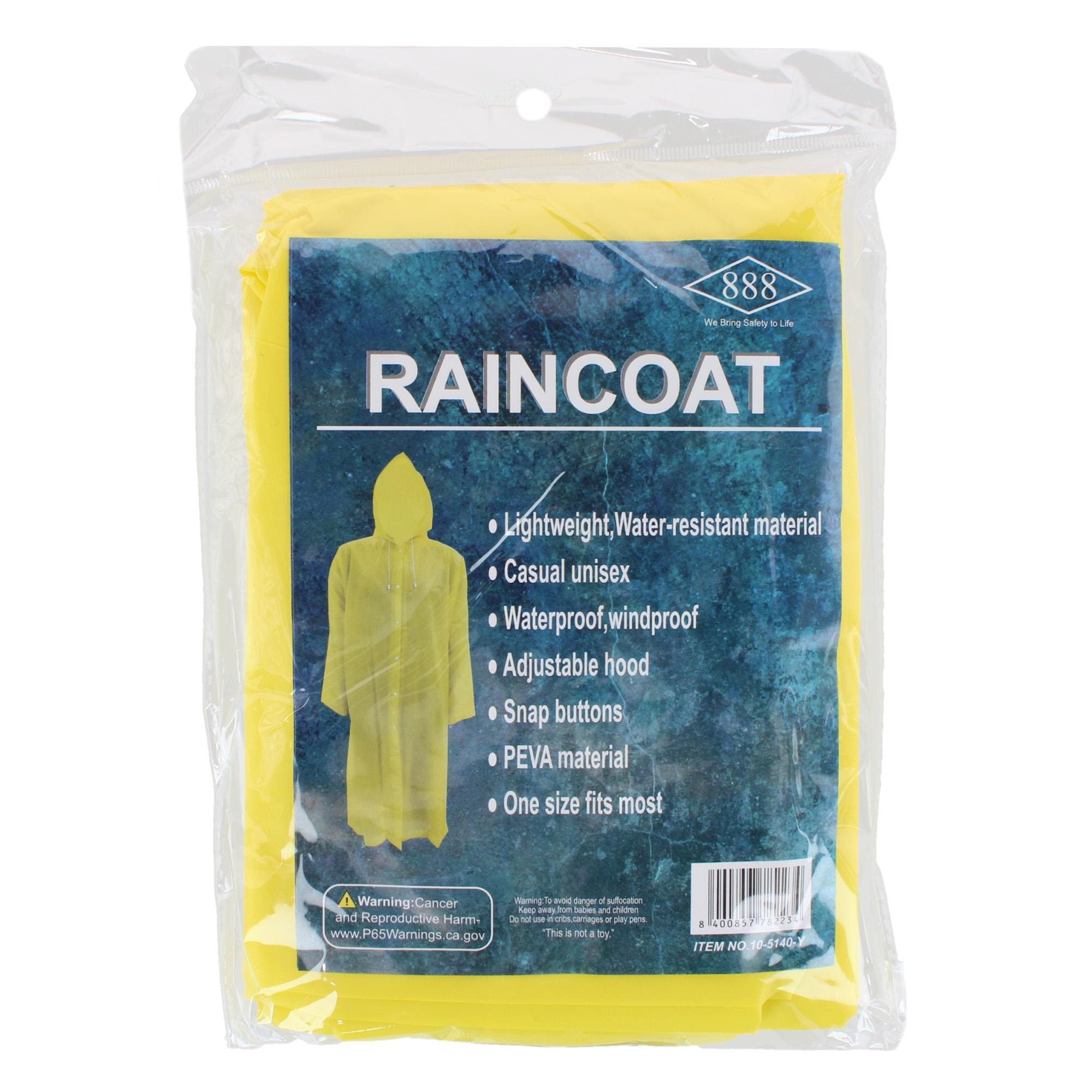 CTM® Adult Yellow One Size Hooded Rain Coat Reusable PEVA by 888 - Yellow