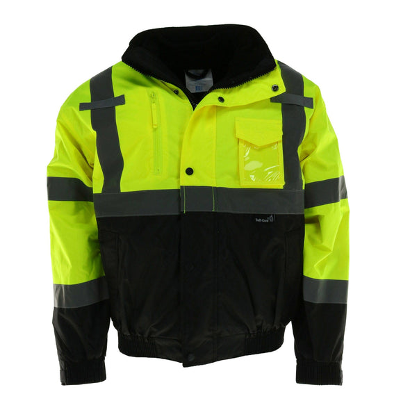 Men's Fluorescent Bomber Rain Jacket with Removable Fleece Lining