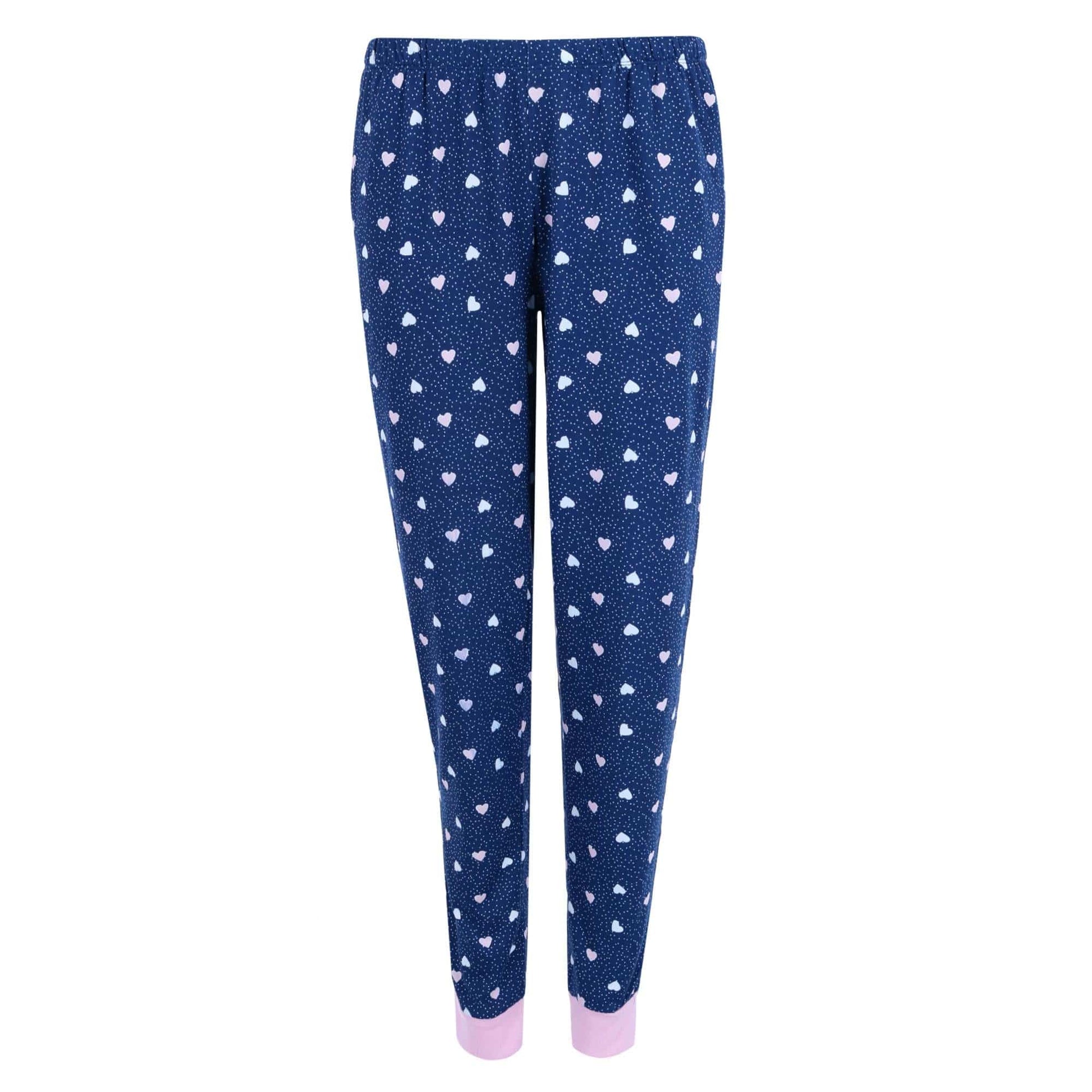 PJ Couture Women's Plus Size Heart Print Jogger PJ Set - Navy