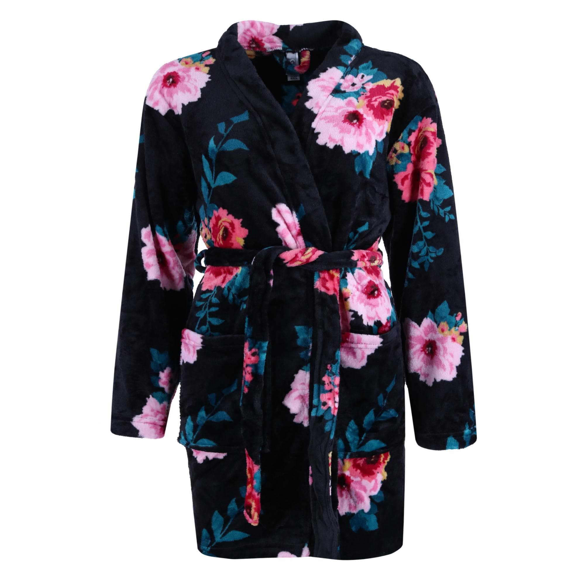 PJ Couture Women's Floral Robe - Black Floral