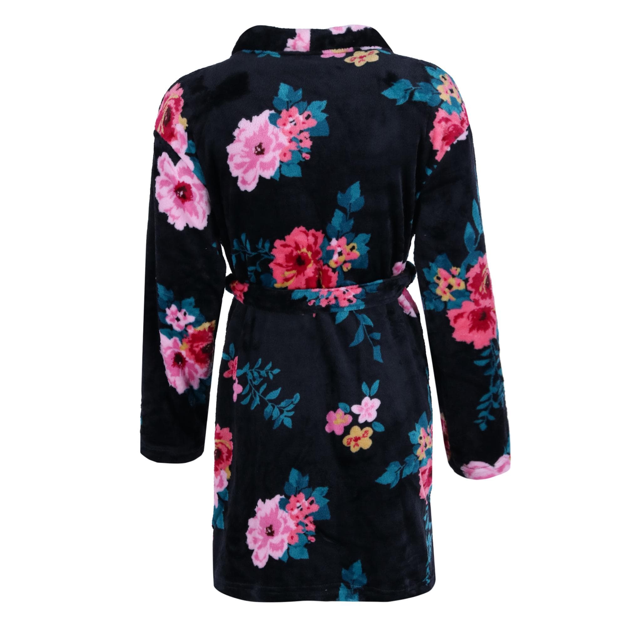 PJ Couture Women's Floral Robe - Black Floral