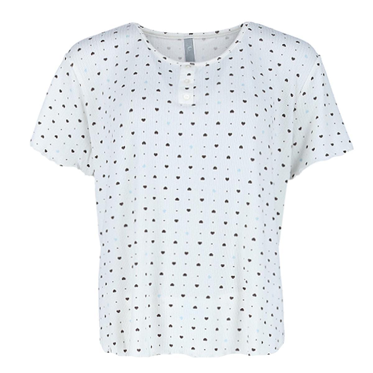 PJ Couture Women's Plus Size Hearts Short Sleeve Capri Set - White