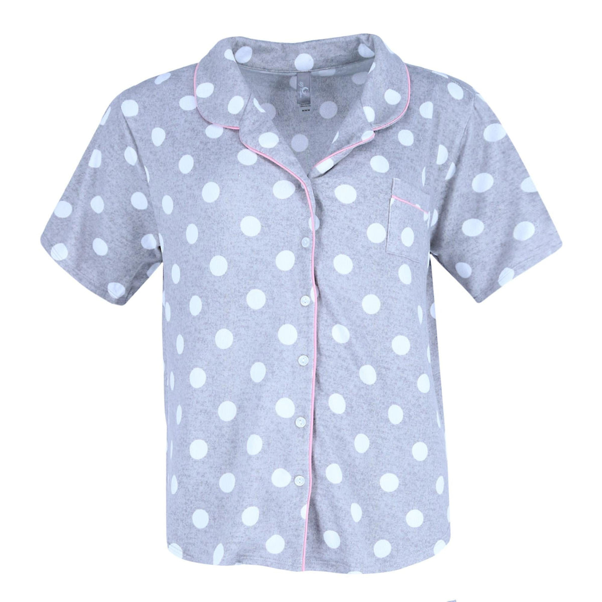 PJ Couture Women's Plus Size Polka Dot Pajama Short Set - Grey