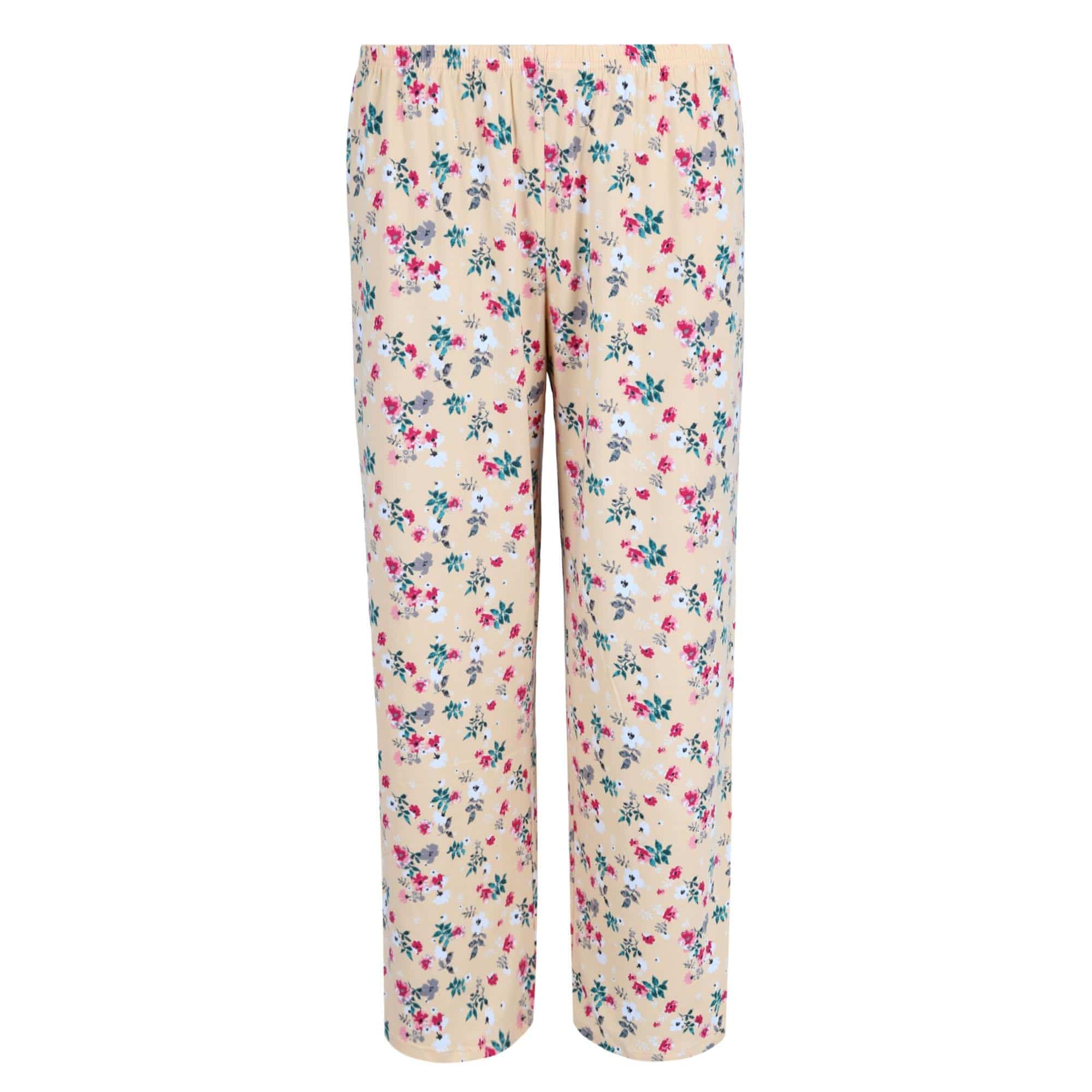 PJ Couture Women's Plus Size Floral Capri PJ Set - Yellow