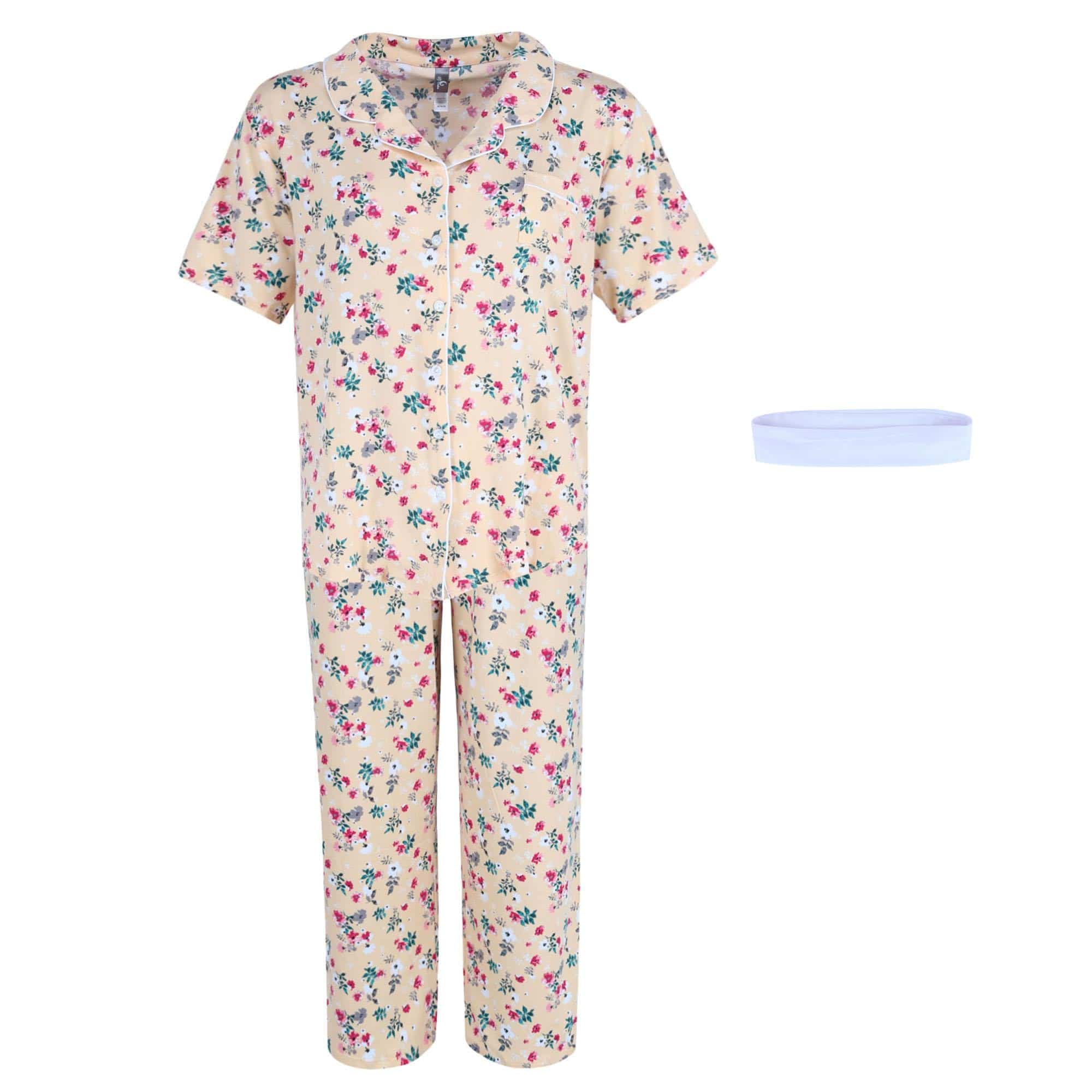 PJ Couture Women's Plus Size Floral Capri PJ Set - Women's Plus Size Floral Capri PJ Set