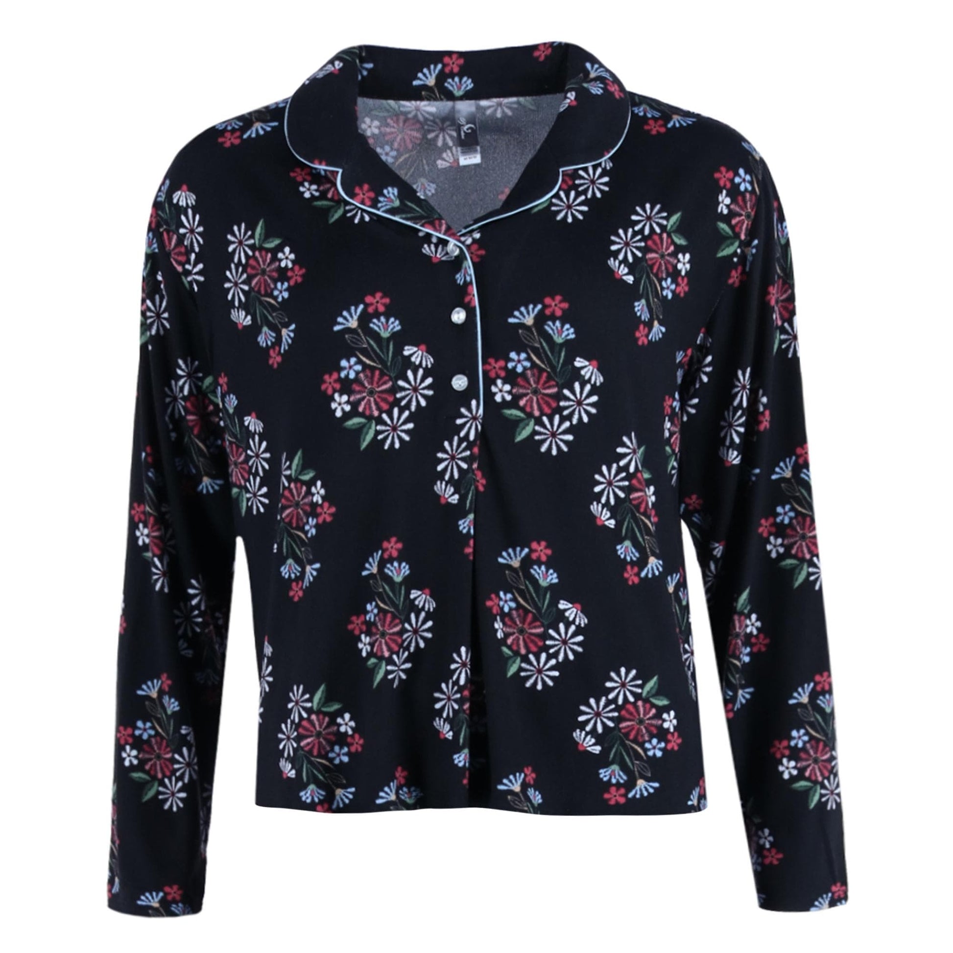 PJ Couture Women's Floral Notch PJ Pant Set - Black