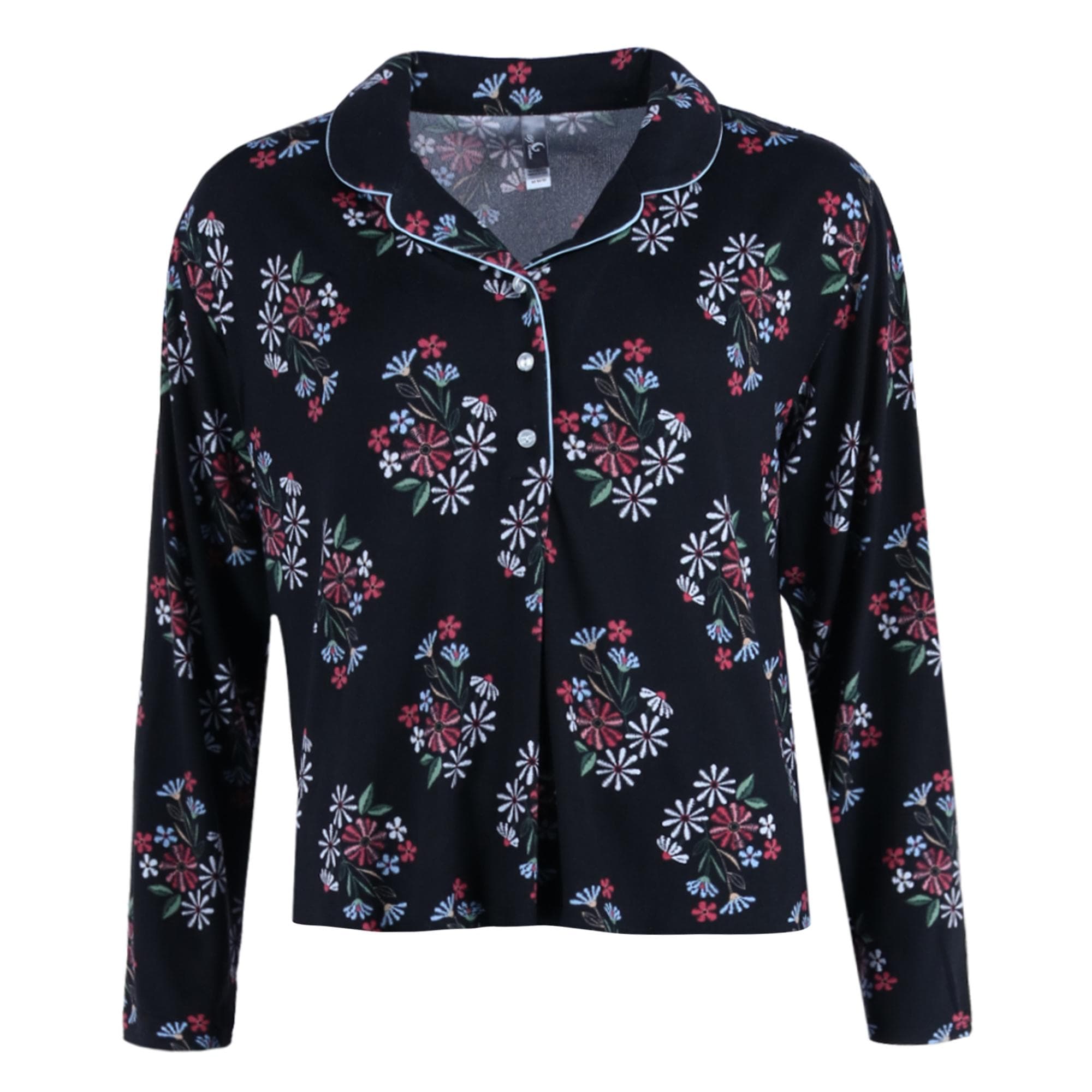 PJ Couture Women's Floral Notch PJ Pant Set - Black