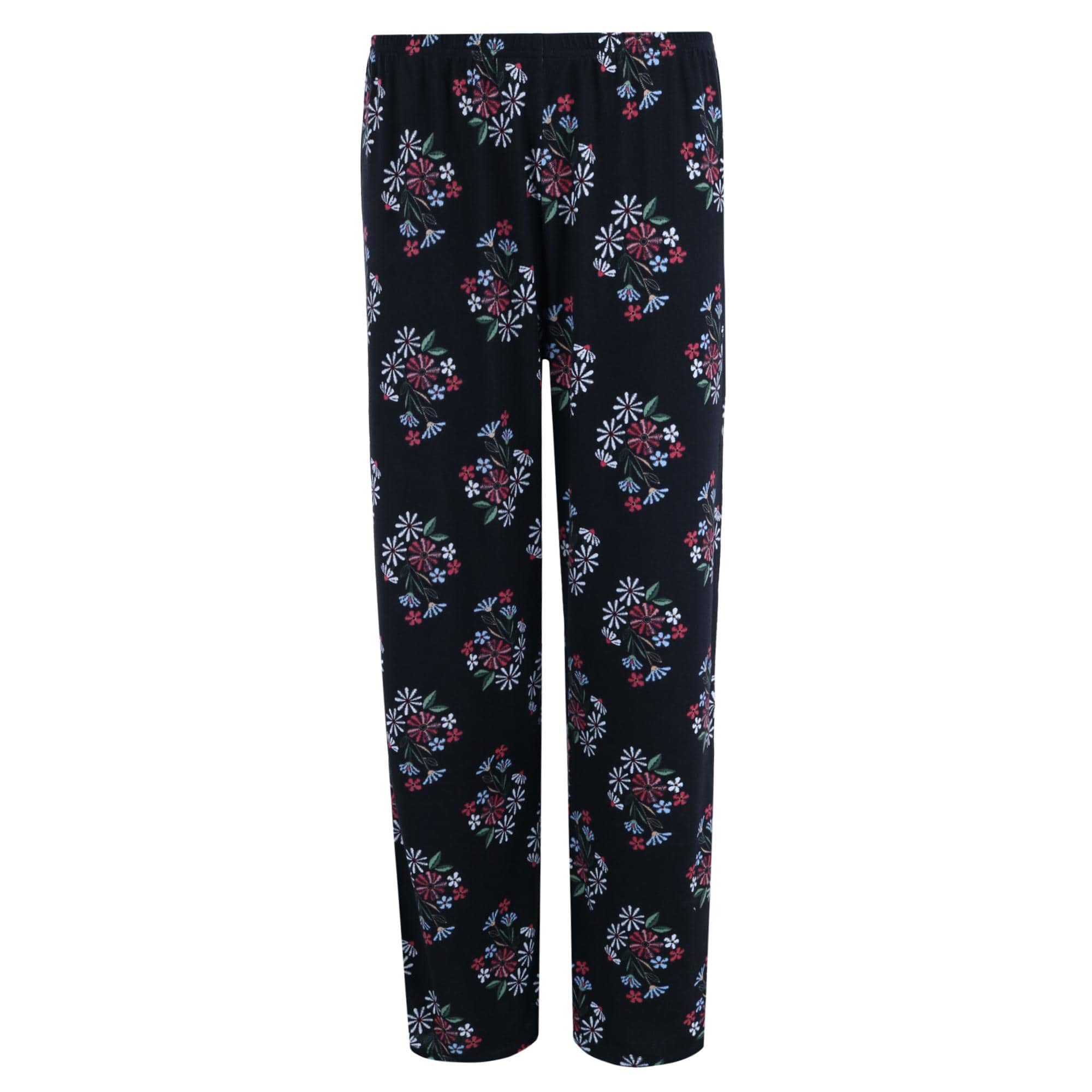 PJ Couture Women's Floral Notch PJ Pant Set - Black