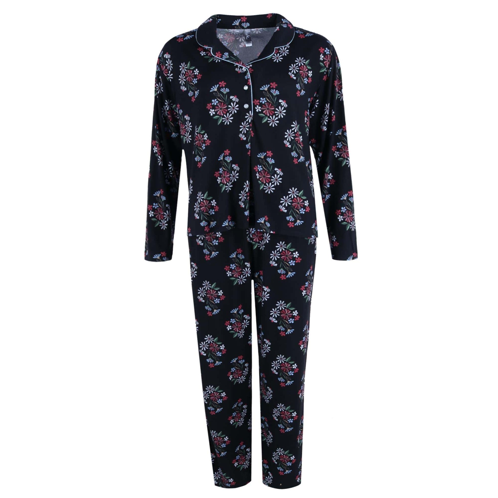 PJ Couture Women's Floral Notch PJ Pant Set - Women's Floral Notch PJ Pant Set