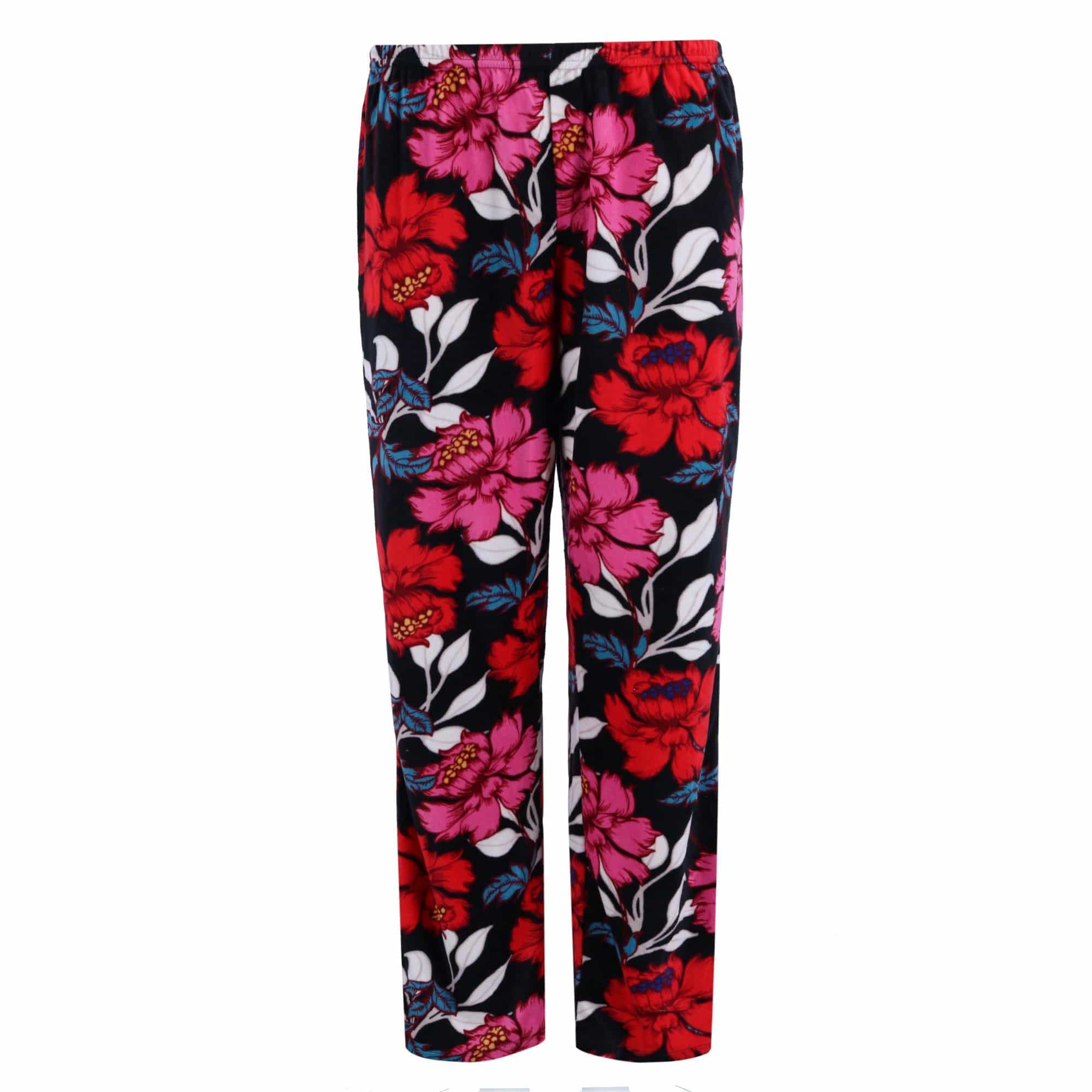 PJ Couture Women's Floral Notch Pajama Set - Black Floral