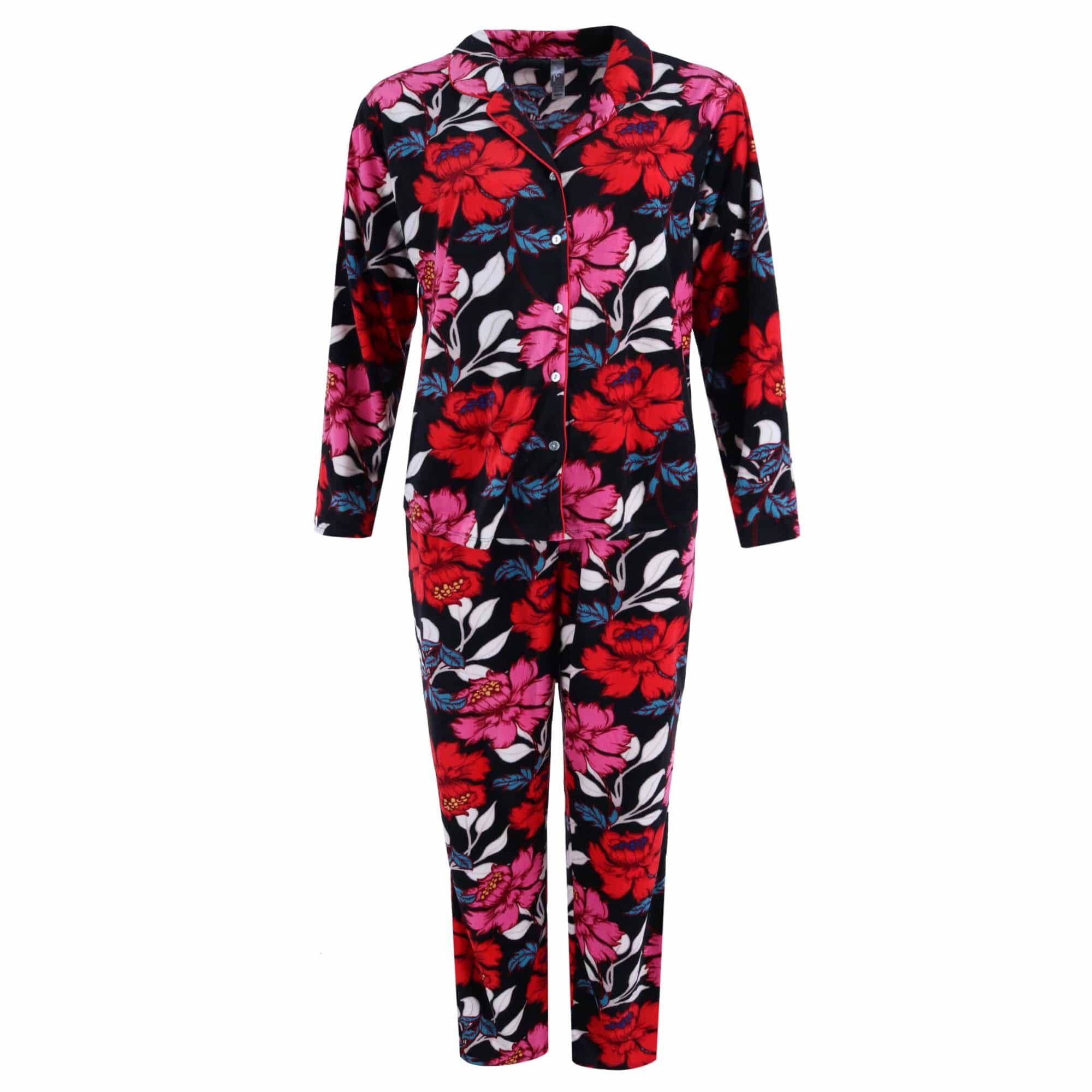 PJ Couture Women's Floral Notch Pajama Set - Women's Floral Notch Pajama Set