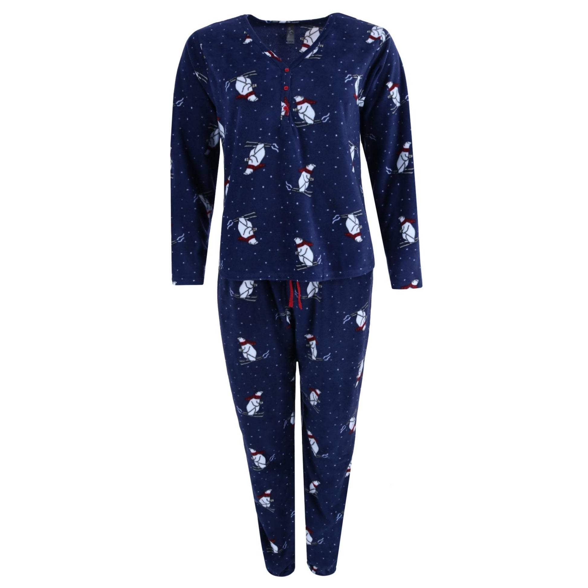 PJ Couture Women's Polar Bear Henley and Jogger Sleep Set - Polar Bear
