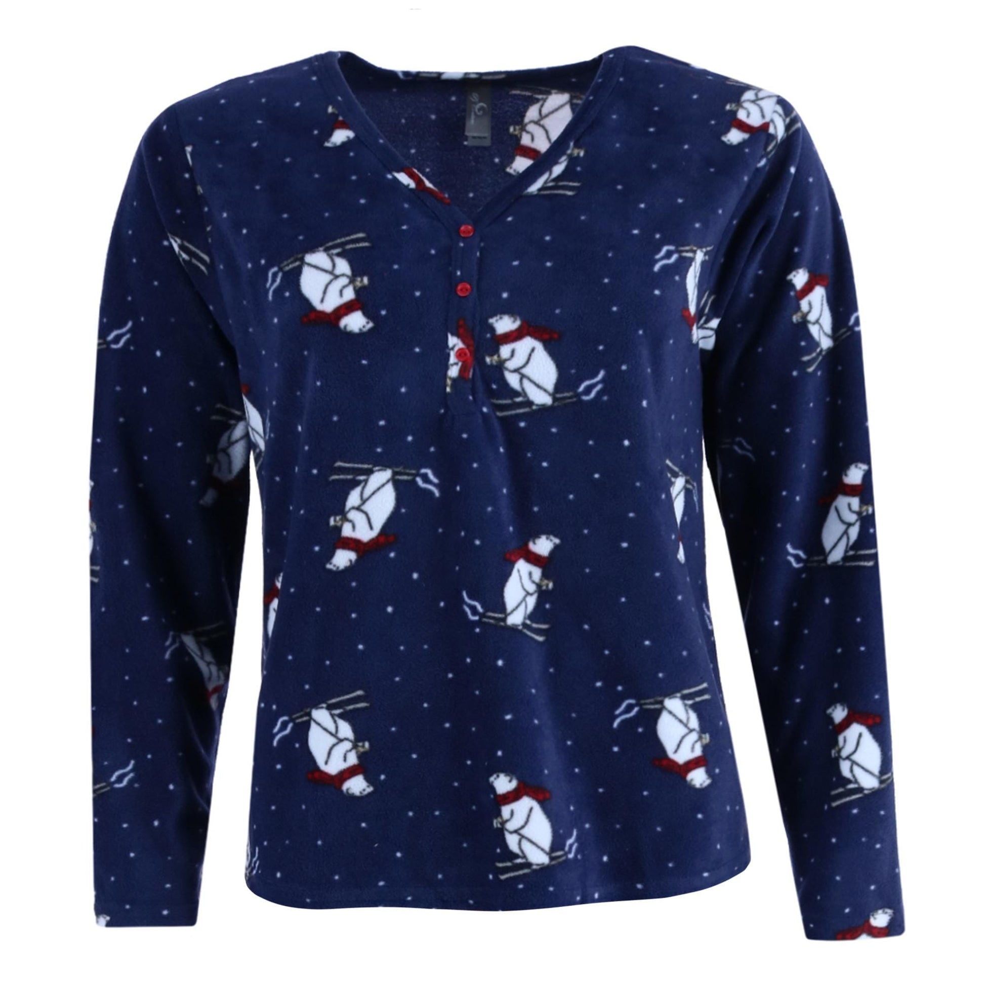 PJ Couture Women's Polar Bear Henley and Jogger Sleep Set - Polar Bear