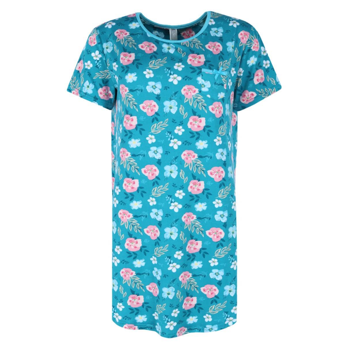 PJ Couture Women's Tropical Floral Sleep Shirt - Teal