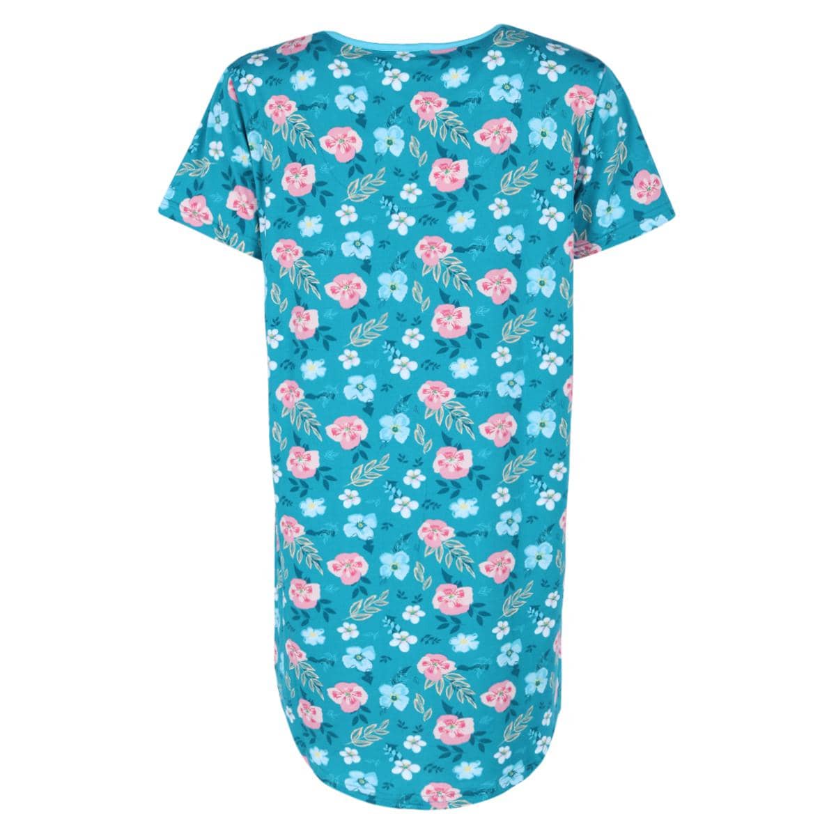 PJ Couture Women's Tropical Floral Sleep Shirt - Teal