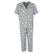 Women's Grey Star Notch Collar Capri Set