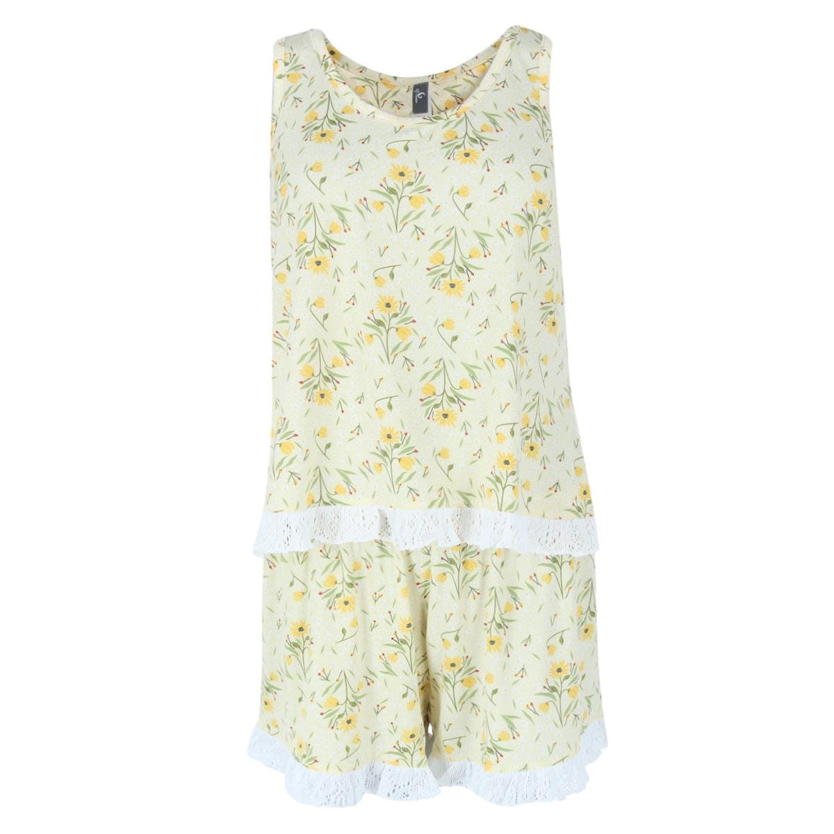PJ Couture Women's Yellow Daisy Tank and Short PJ Set - Women's Yellow Daisy Tank and Short PJ Set
