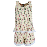 Women's Sleeveless Lacy Matching Short Set