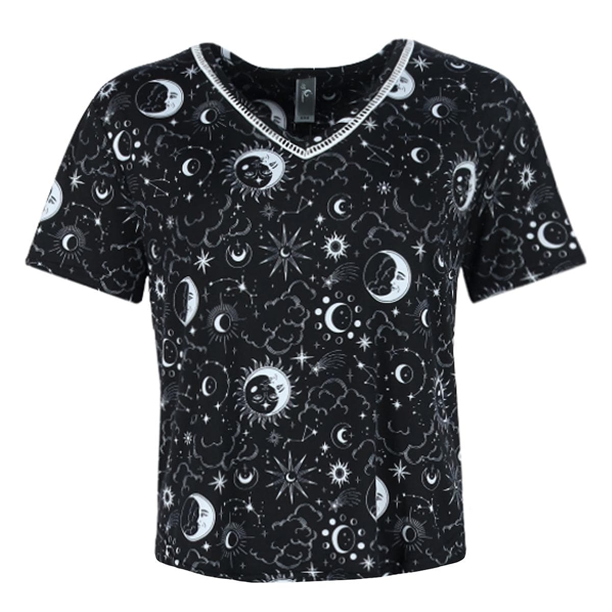 PJ Couture Women's V-Neck Short Sleeve Jogger Set - Black