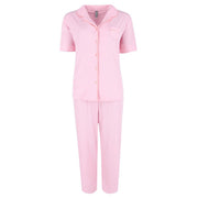 Women's Retro Notch Collar Short Sleeve Capri Set