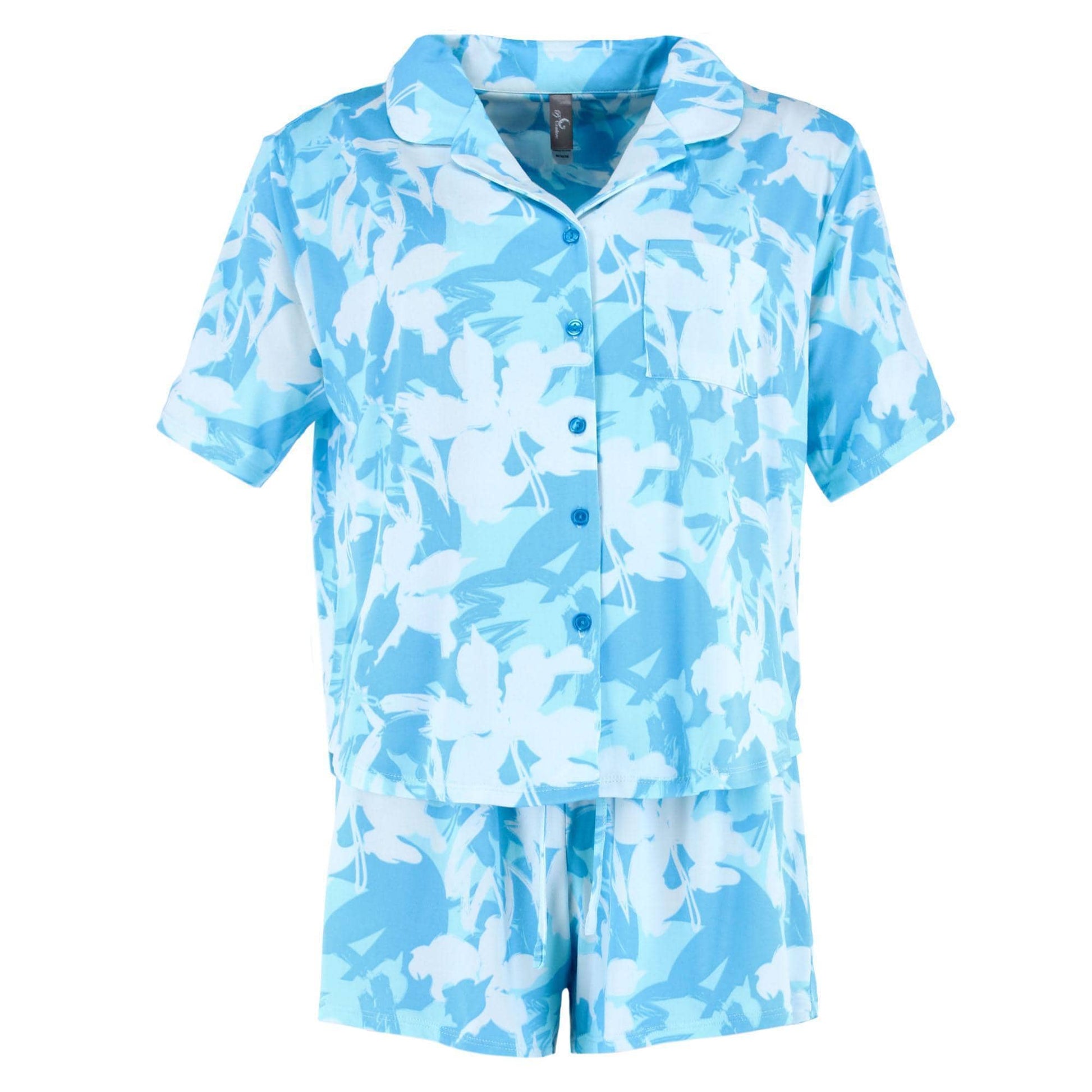 PJ Couture Women's Tropical Vacation Notch Collar Short Set