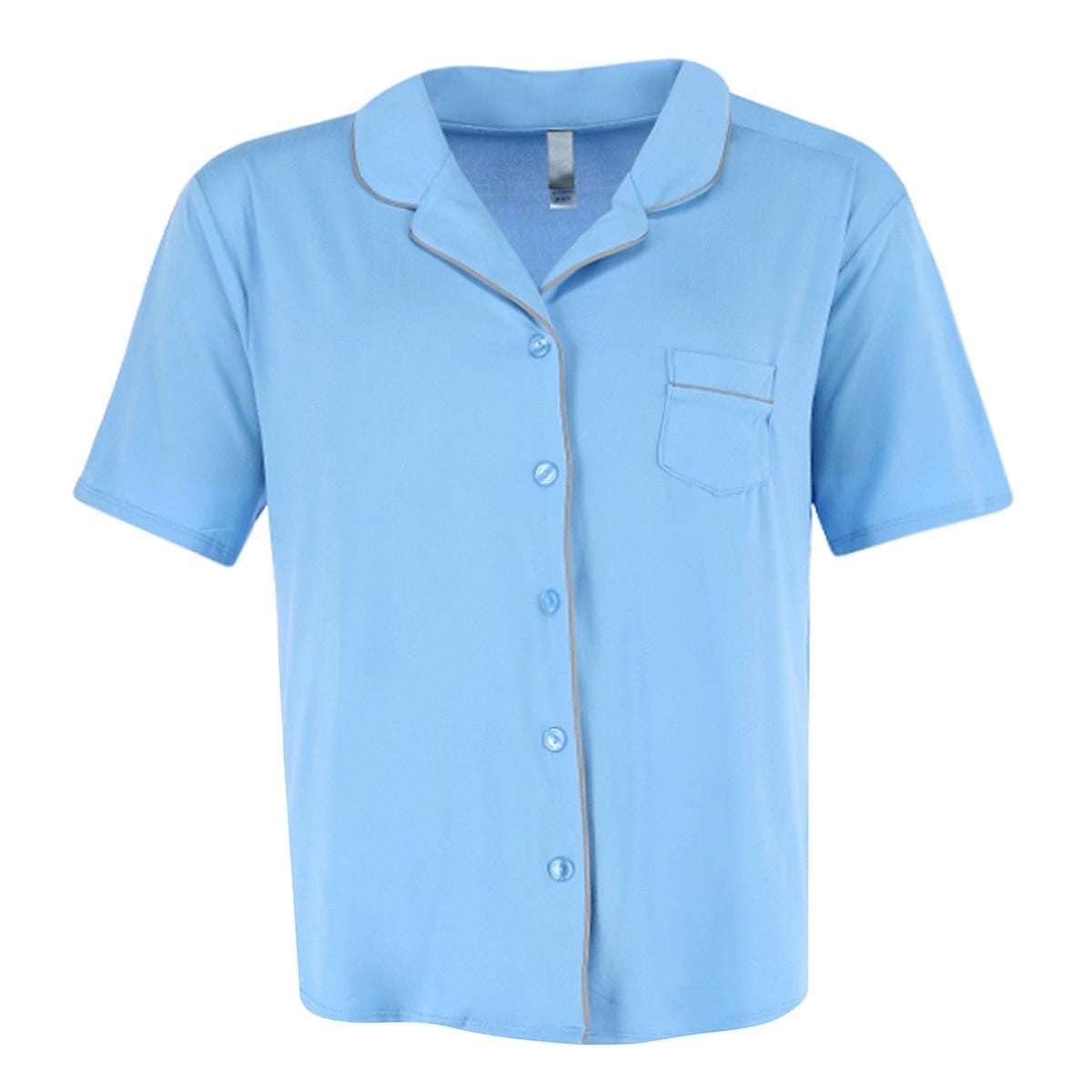 PJ Couture Women's Short Sleeve and Pants Notch Collar Pajama Set - Blue
